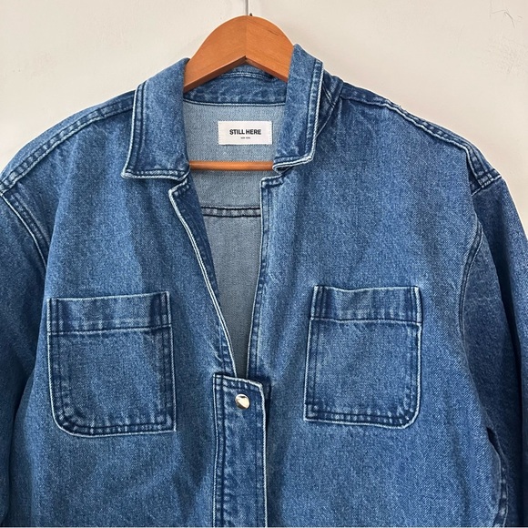 NWT Still Here Selma jumpsuit in farm blue size large - Picture 4 of 9